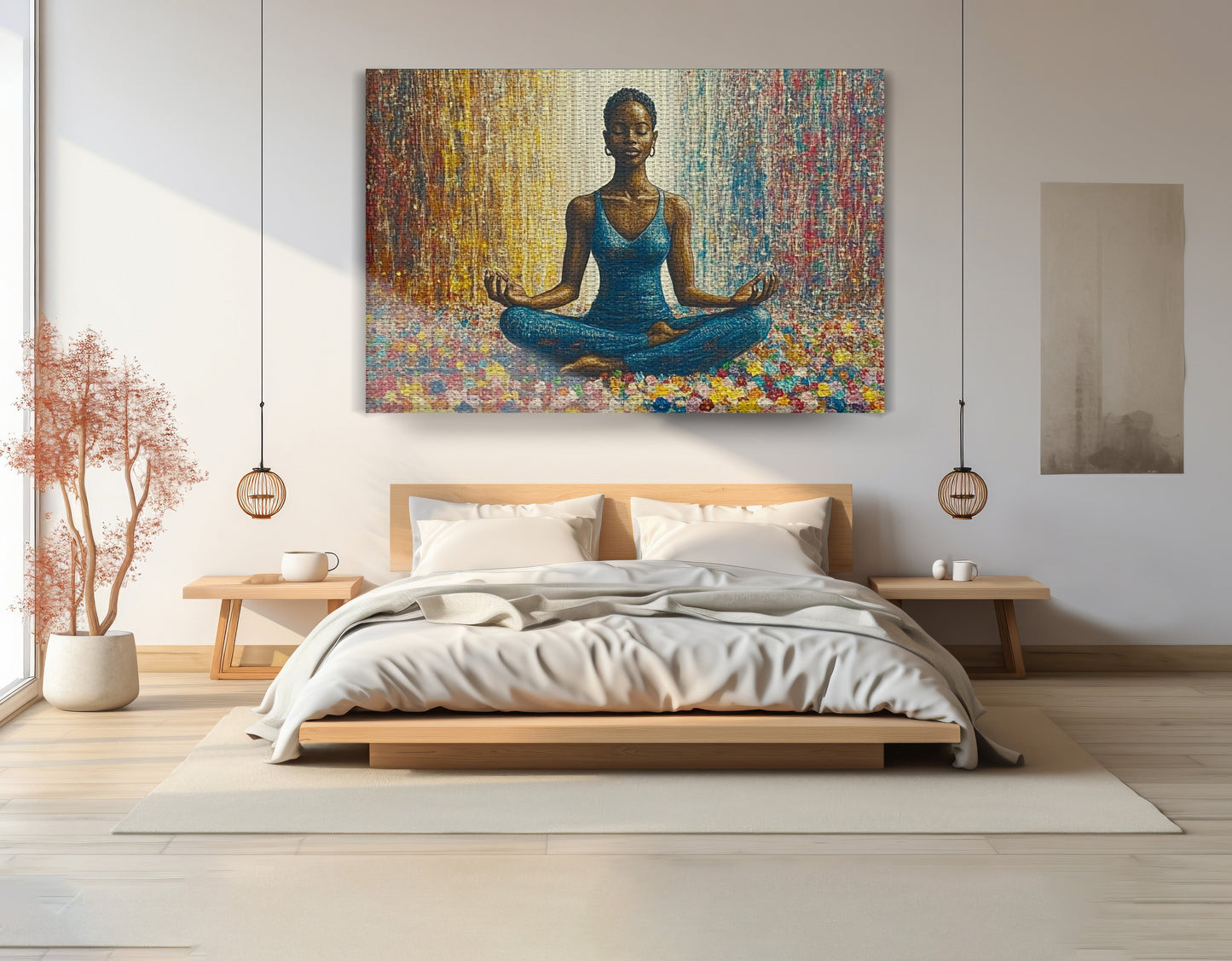 Black Woman Blue Yoga African American wall art view 15