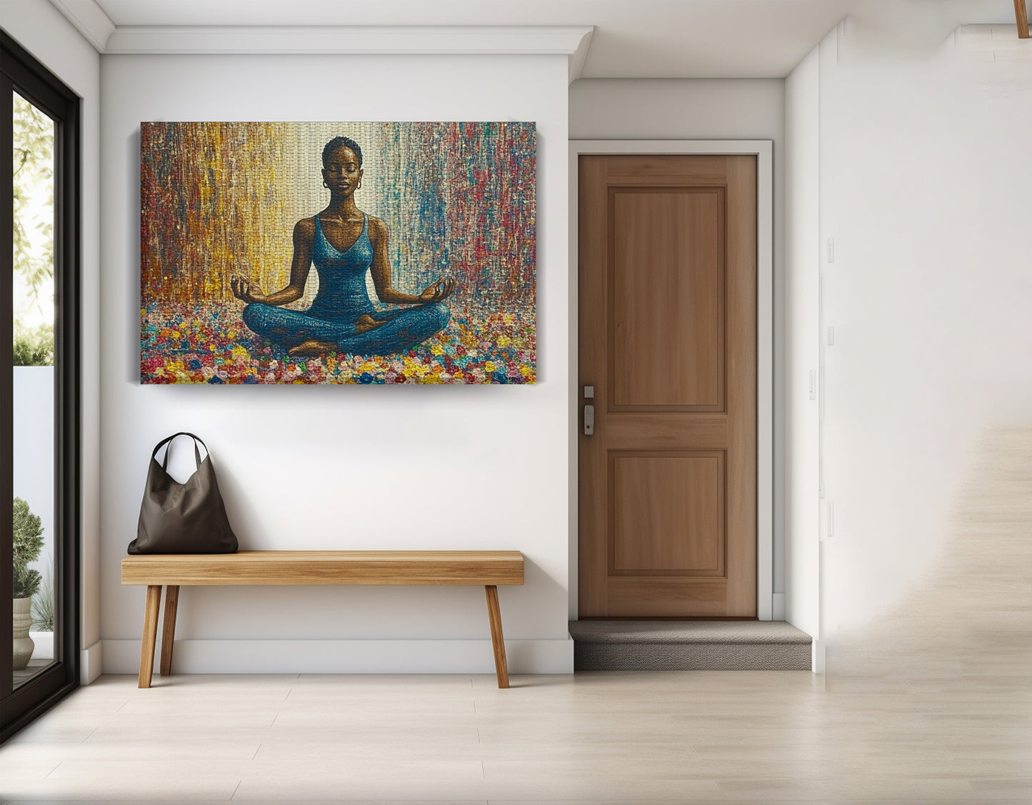Black Woman Blue Yoga African American wall art view 17