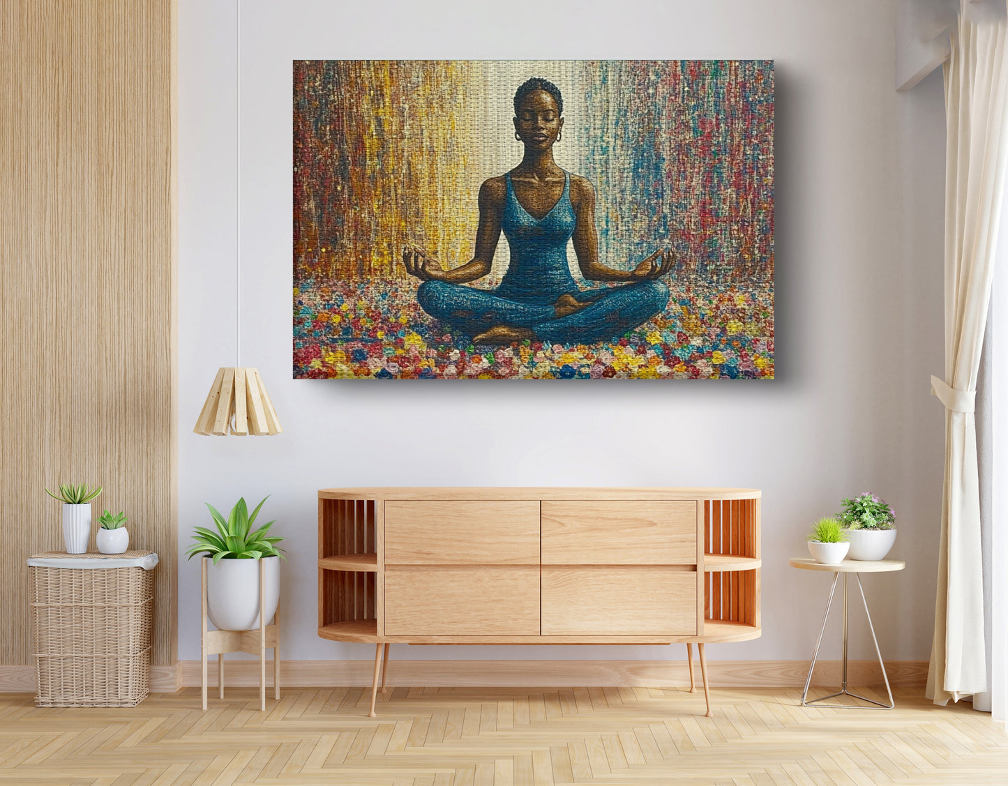Black Woman Blue Yoga African American wall art view 14