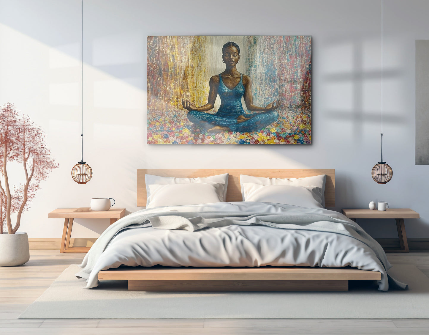 Black Woman Blue Yoga African American wall art view 21