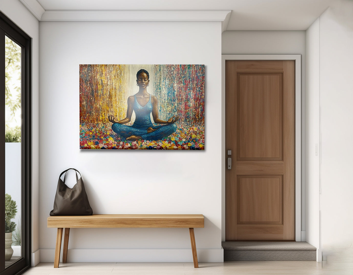 Black Woman Blue Yoga African American wall art view 23