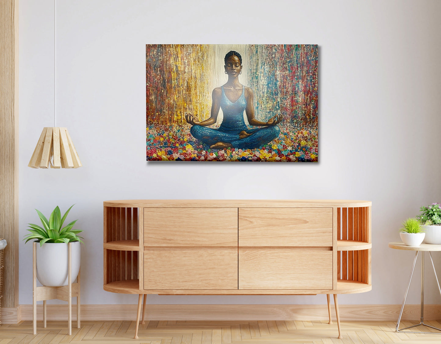 Black Woman Blue Yoga African American wall art view 20
