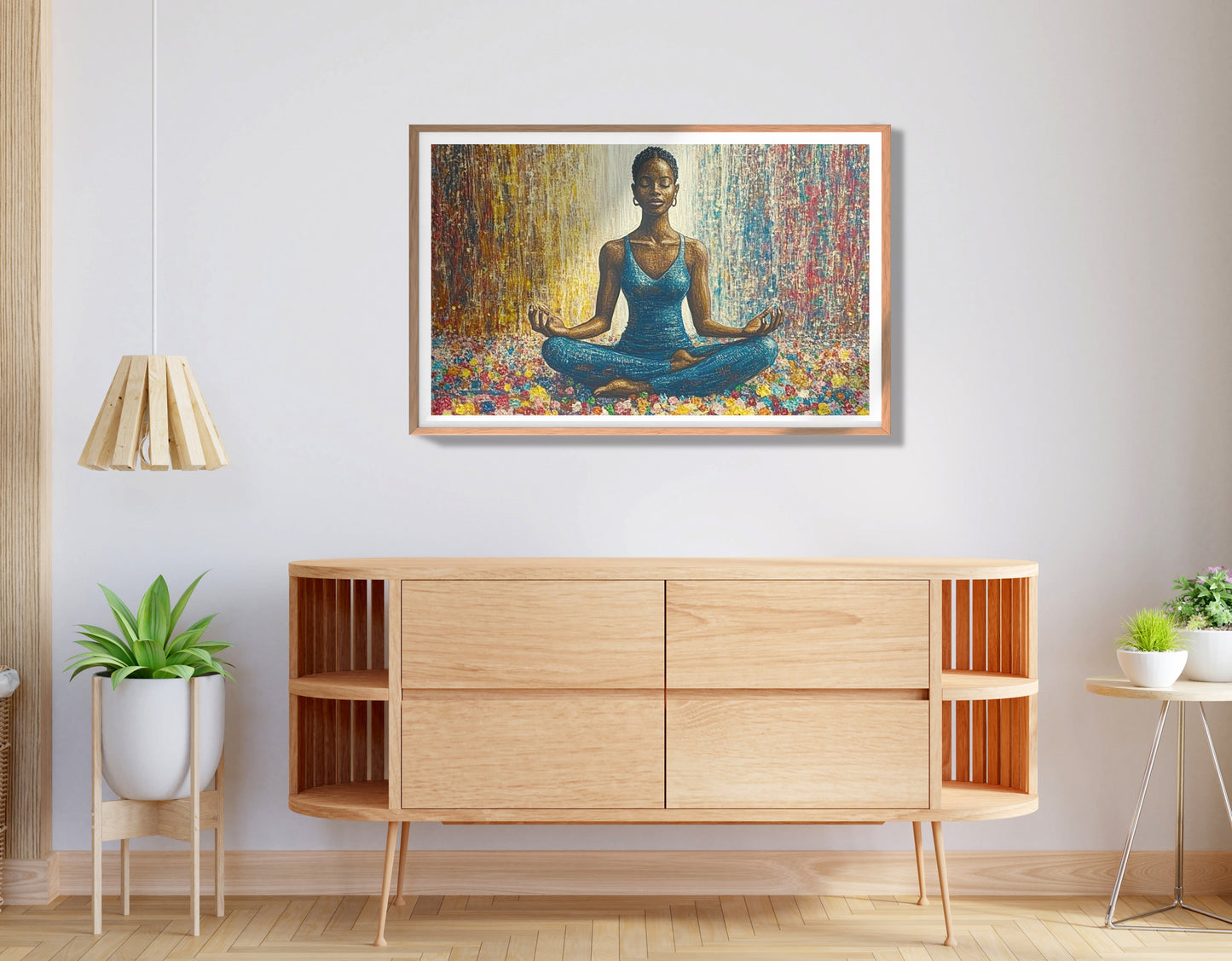 Black Woman Blue Yoga African American wall art view 80