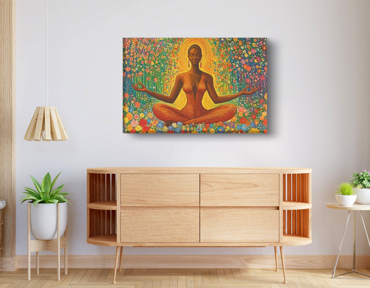 Black Woman Orange Meditation Wall Art