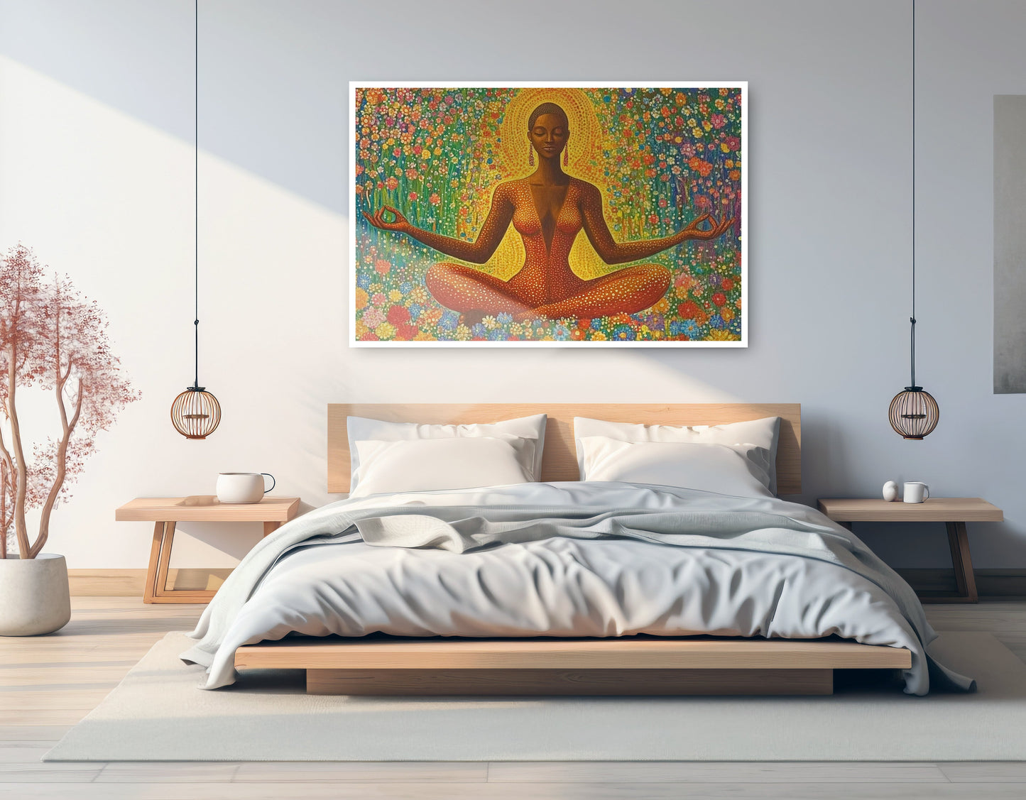 Black Woman Orange Meditation African American wall art artwork view