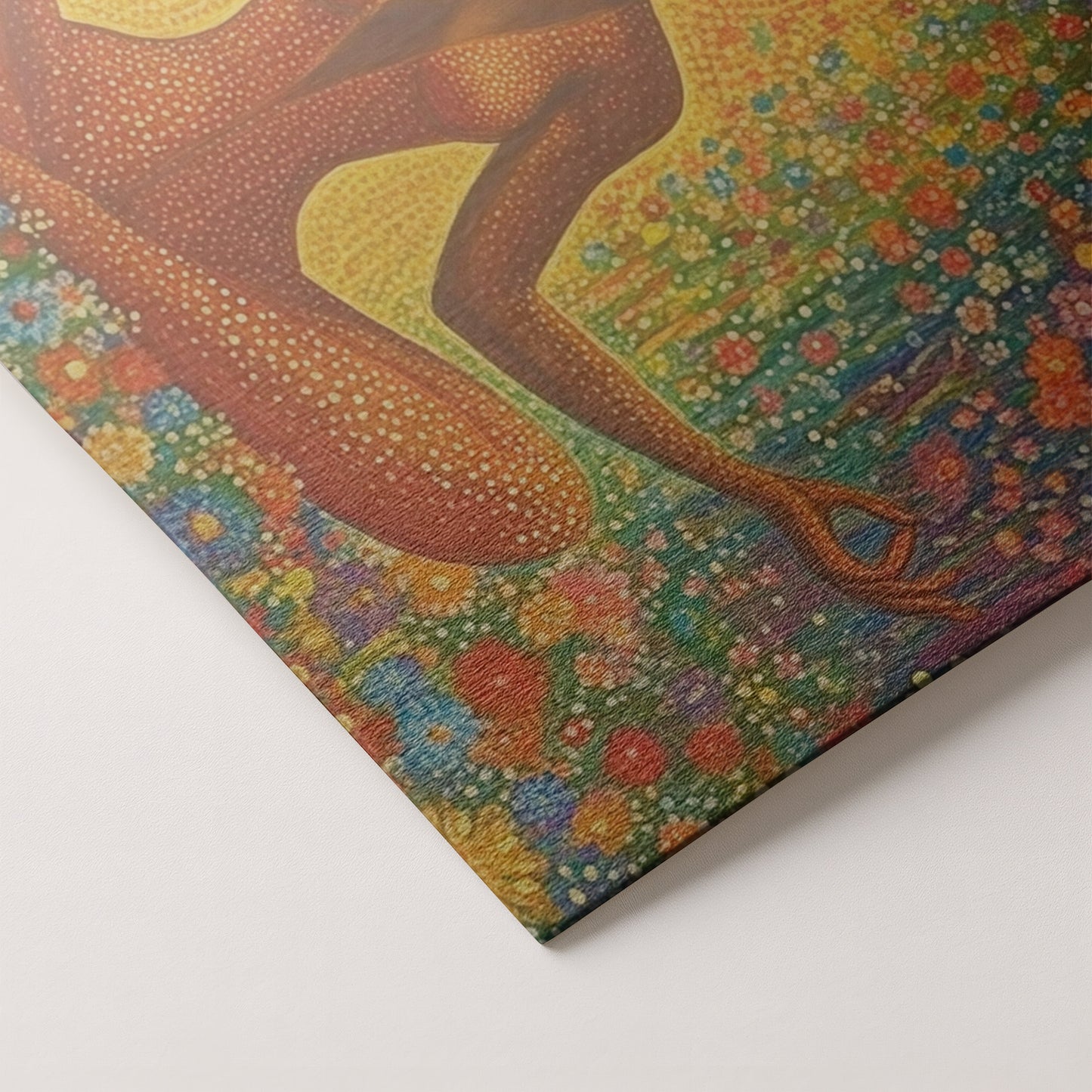 Black Woman Orange Meditation African American wall art artwork by MoomZee Artwork