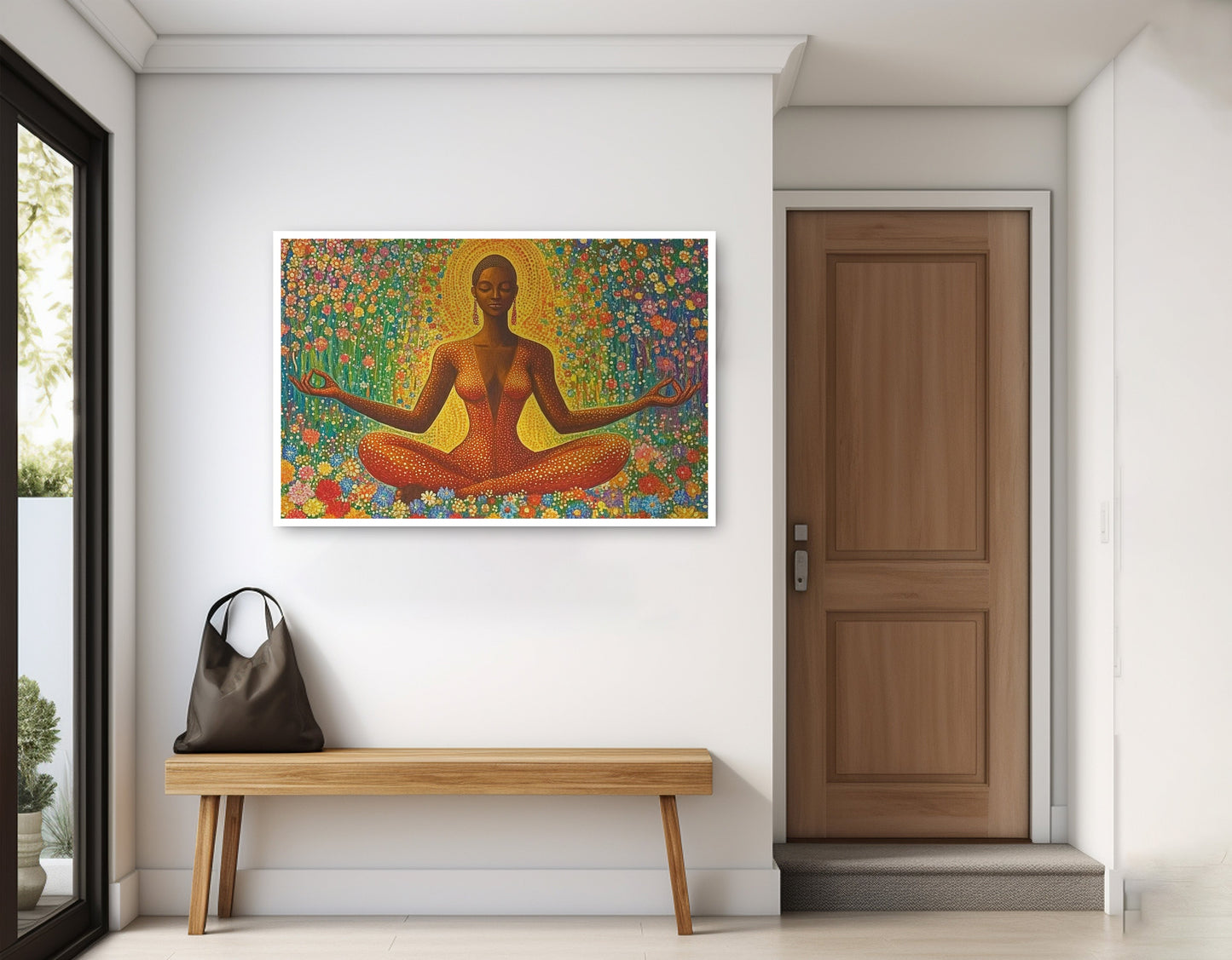 Black Woman Orange Meditation African American wall art home decor view