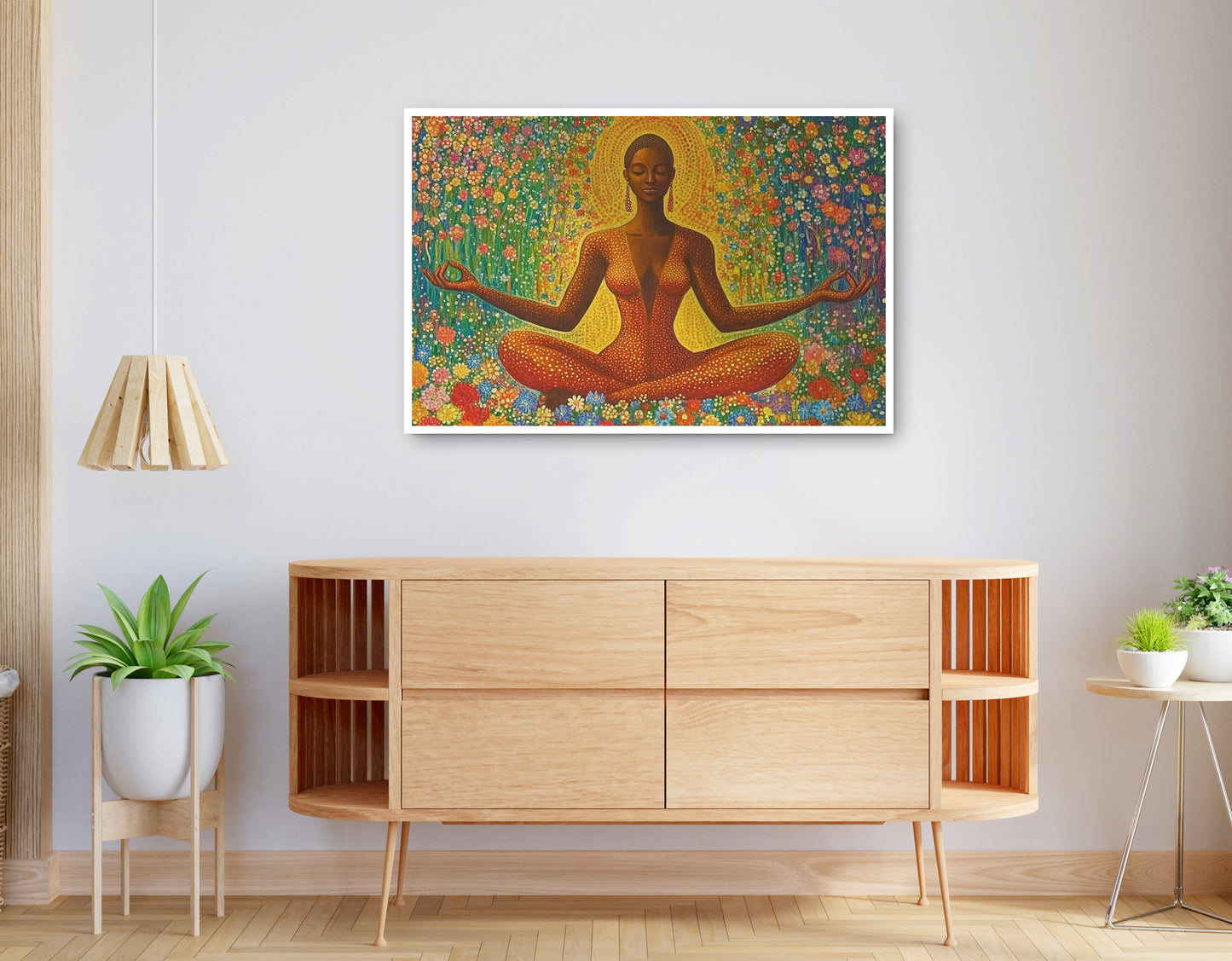 Alternate view of Black Woman Orange Meditation African American wall art canvas print