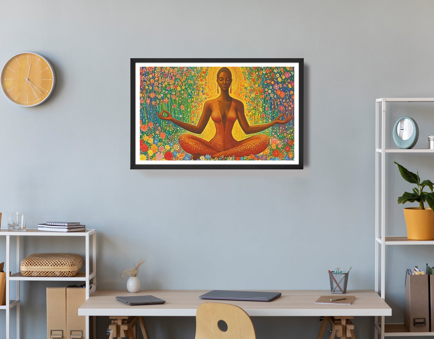 Black Woman Orange Meditation African American wall art view 72