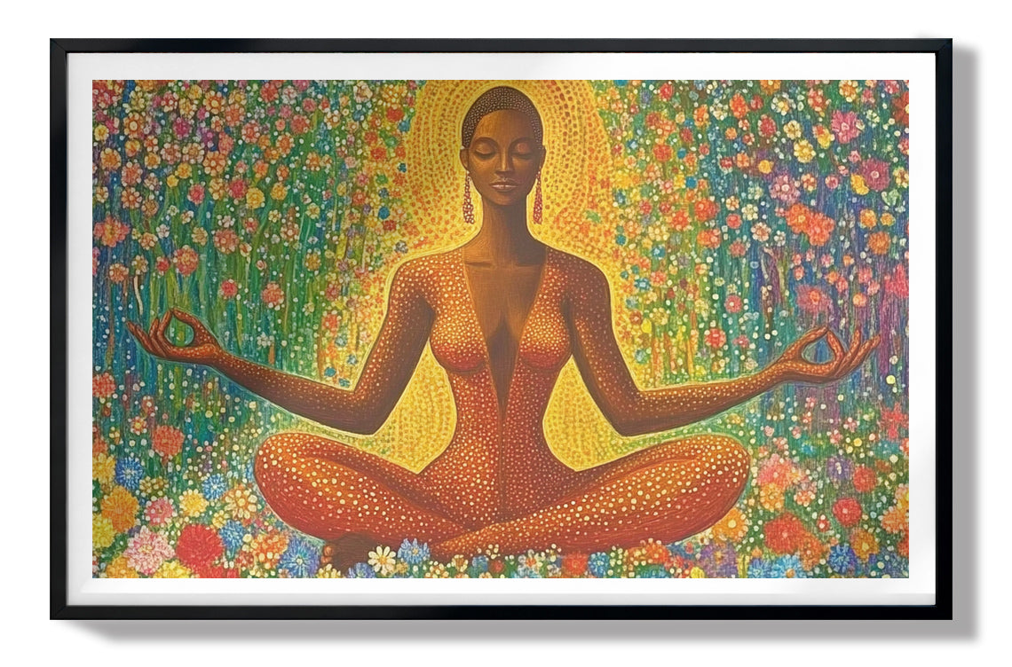 Black Woman Orange Meditation African American wall art view 67