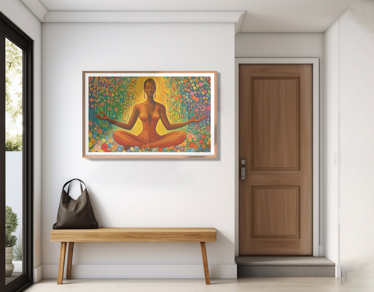 Black Woman Orange Meditation African American wall art view 83