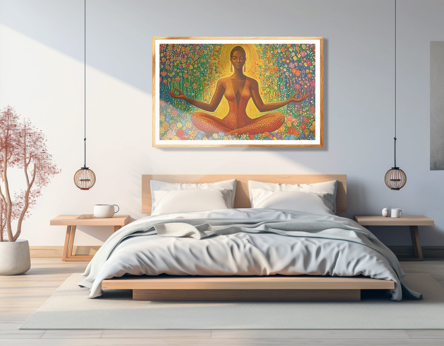 Black Woman Orange Meditation African American wall art view 75
