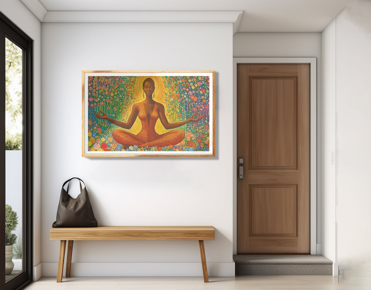 Black Woman Orange Meditation African American wall art view 77