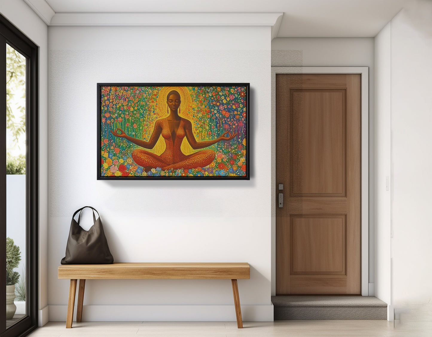 Black Woman Orange Meditation African American wall art view 29