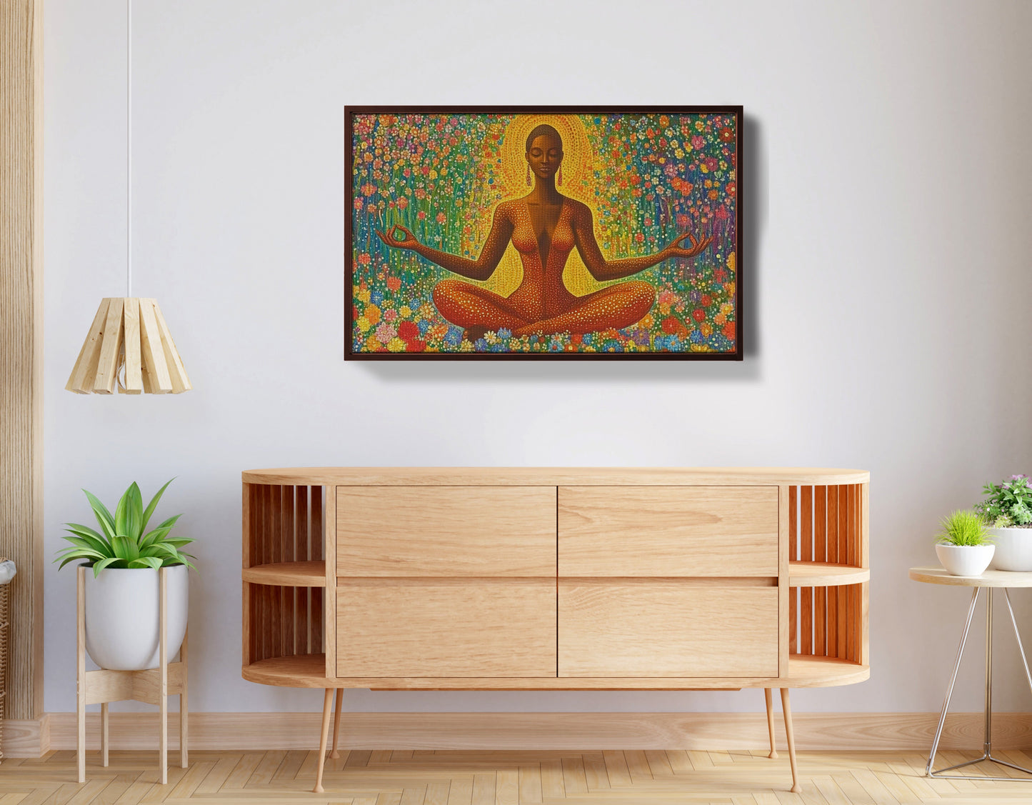 Black Woman Orange Meditation African American wall art view 32