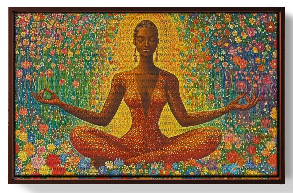Black Woman Orange Meditation African American wall art view 31