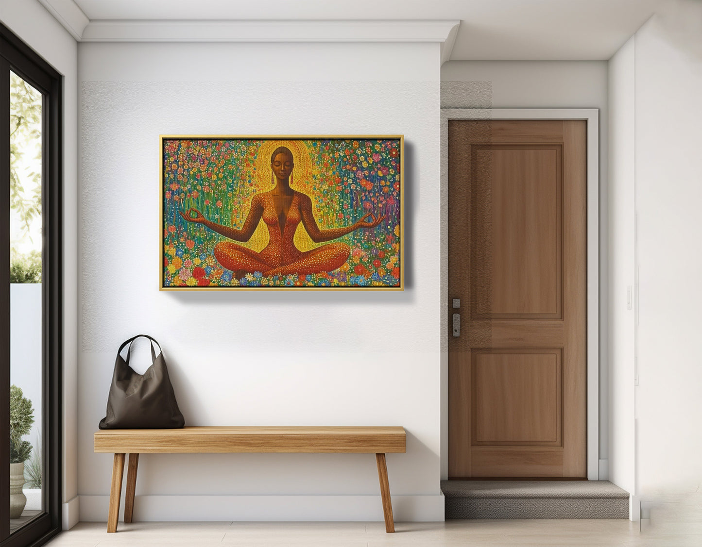 Black Woman Orange Meditation African American wall art view 41