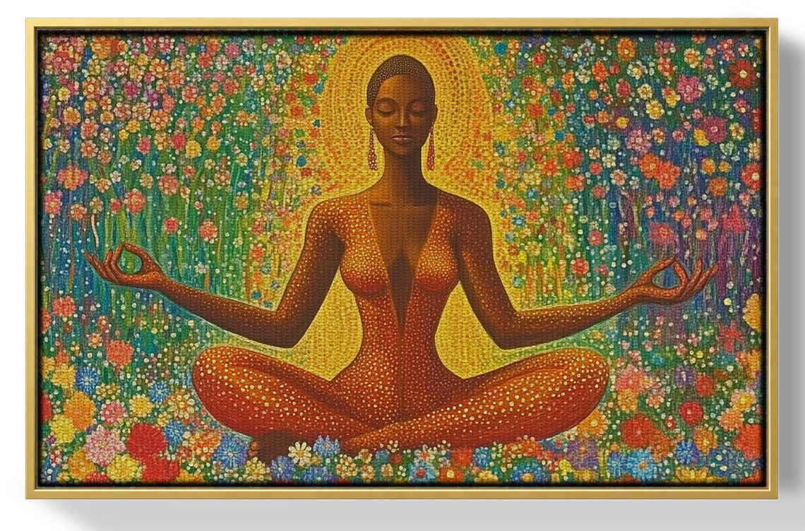 Black Woman Orange Meditation African American wall art view 37