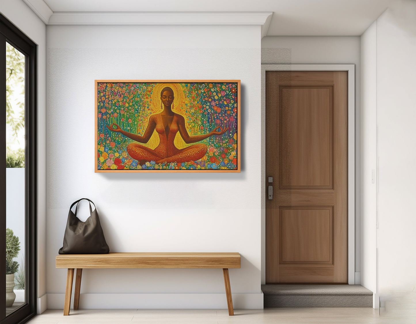 Black Woman Orange Meditation African American wall art view 47