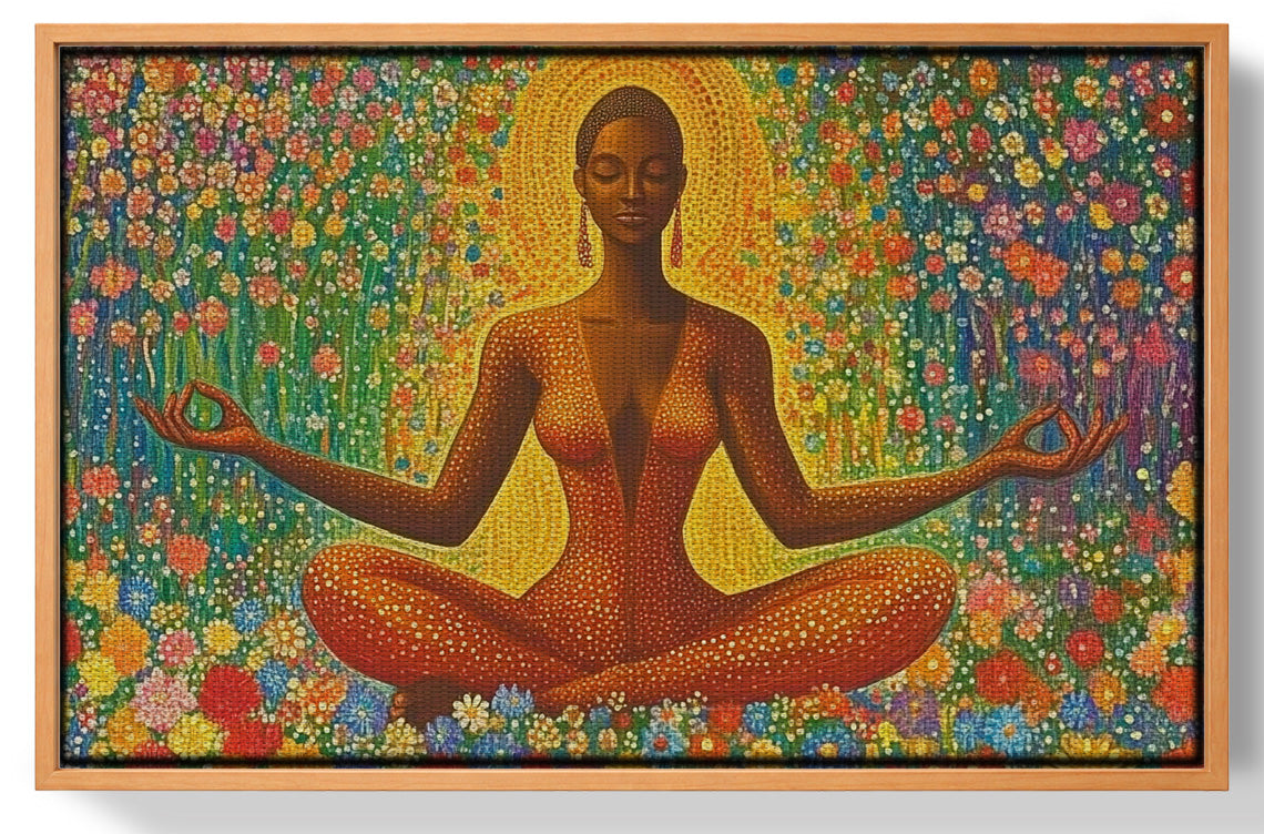 Black Woman Orange Meditation African American wall art view 43