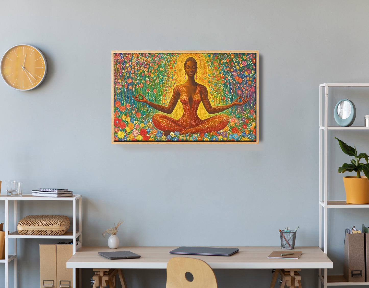 Black Woman Orange Meditation African American wall art view 54