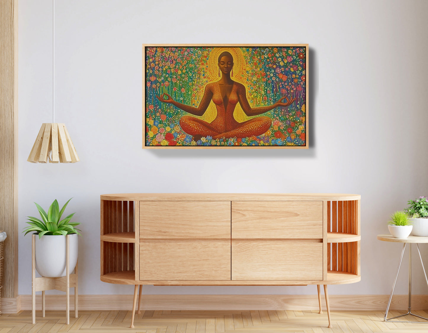 Black Woman Orange Meditation African American wall art view 50