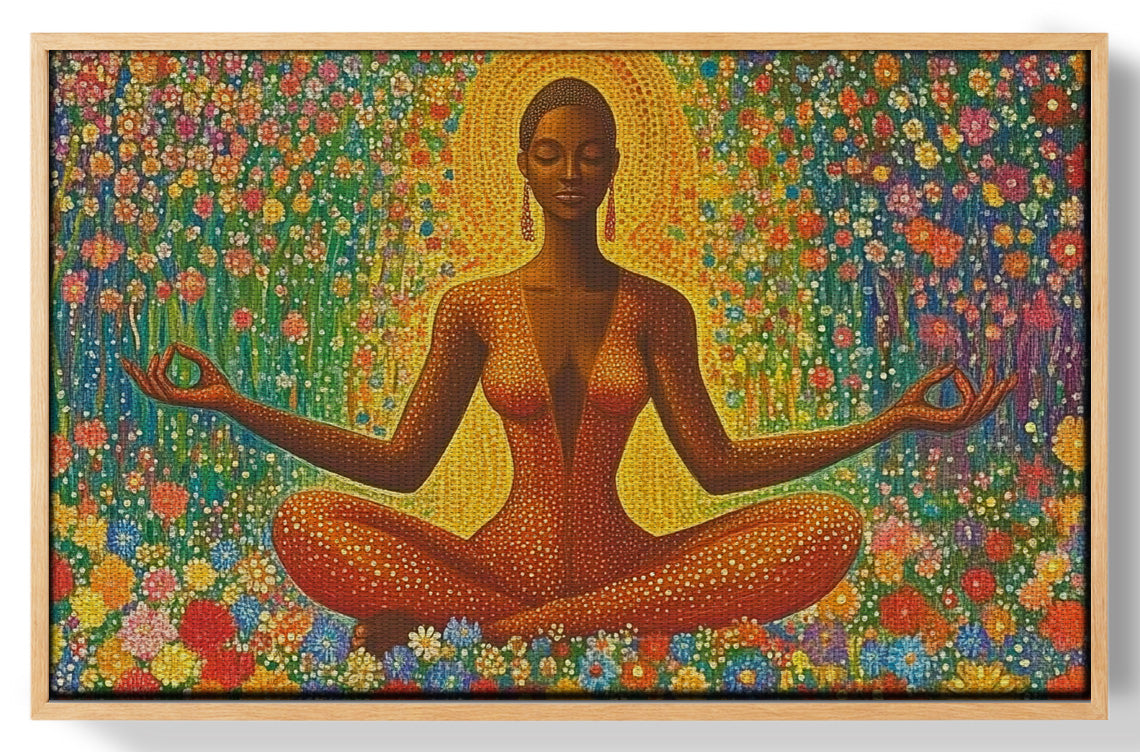 Black Woman Orange Meditation African American wall art view 49