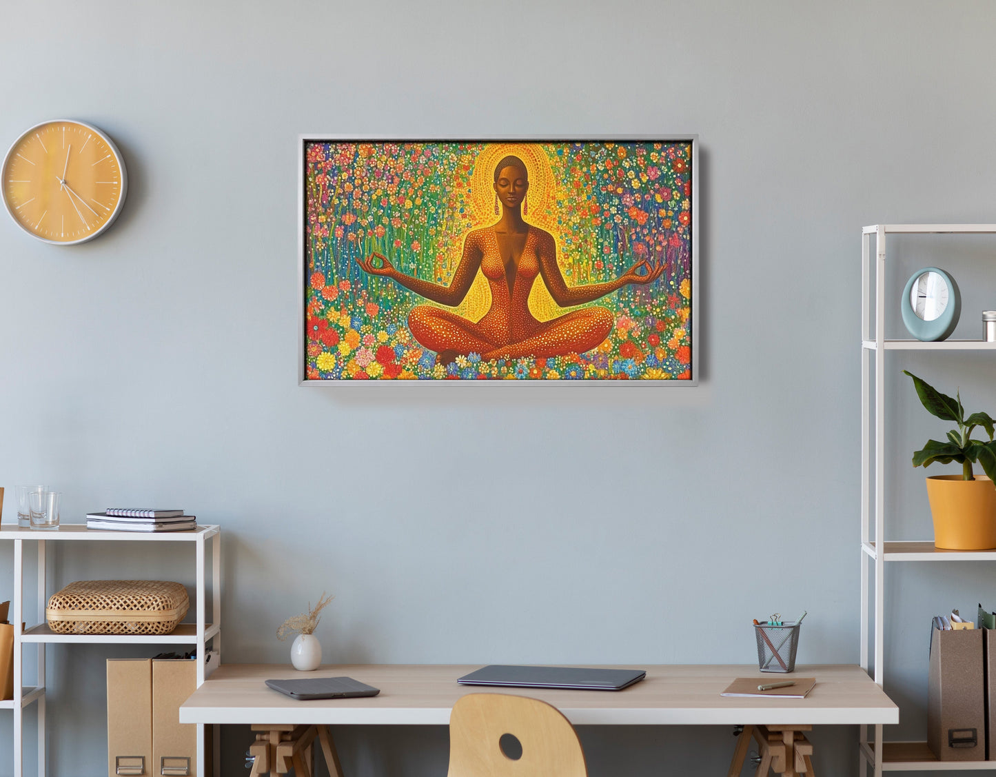 Black Woman Orange Meditation African American wall art view 60