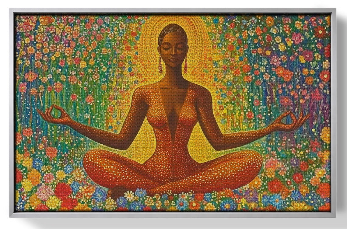 Black Woman Orange Meditation African American wall art view 55