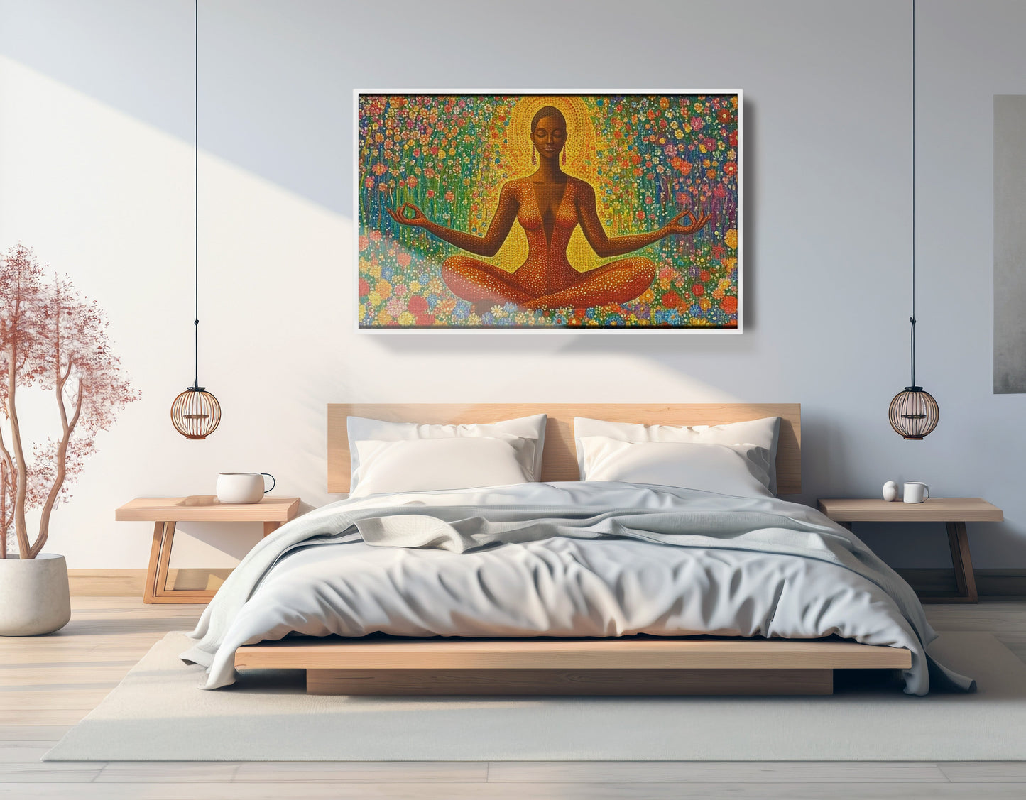 Black Woman Orange Meditation African American wall art view 63