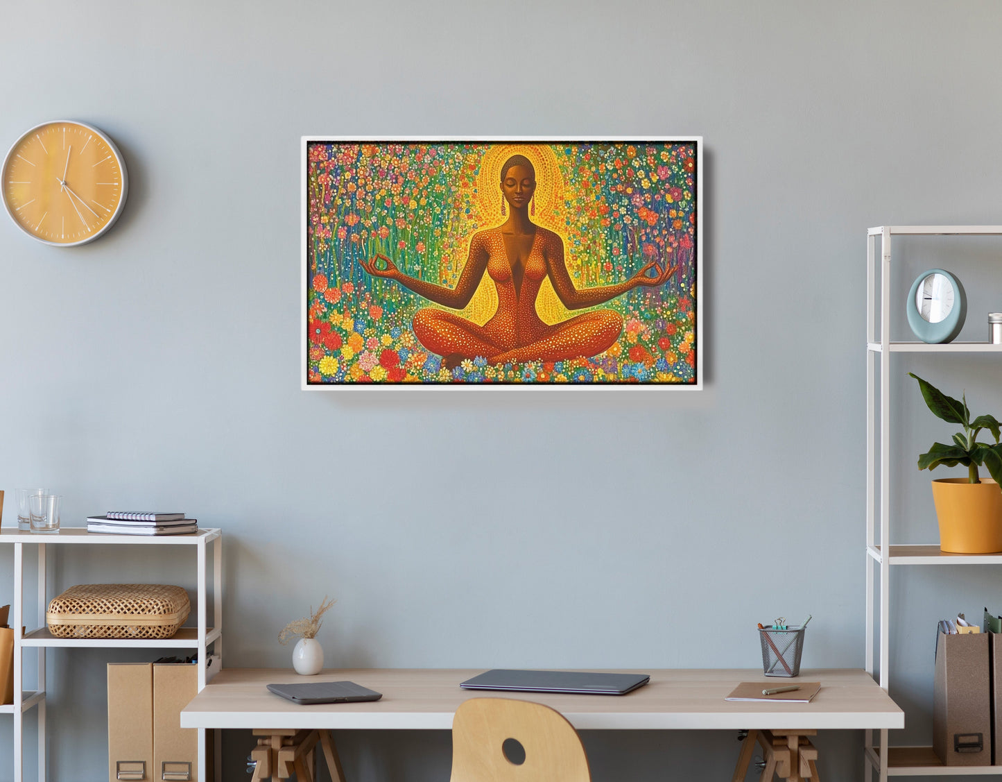 Black Woman Orange Meditation African American wall art view 66
