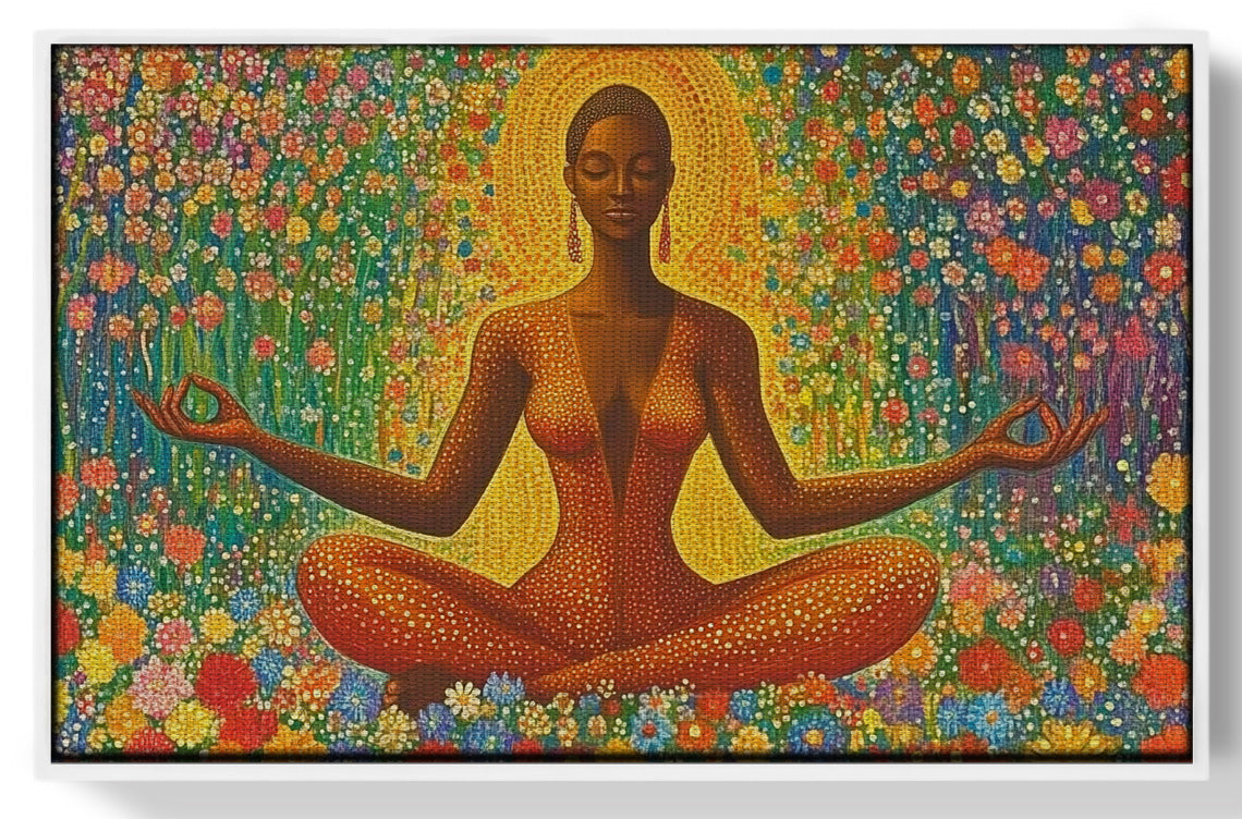 Black Woman Orange Meditation African American wall art view 61