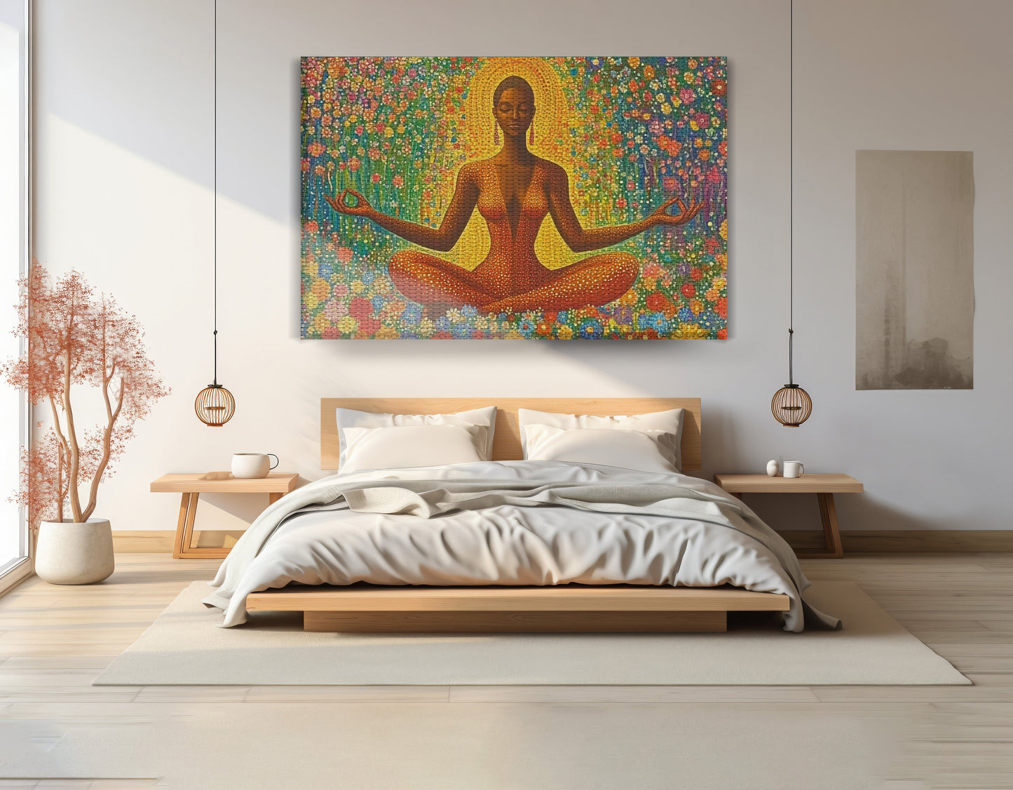 Black Woman Orange Meditation African American wall art view 15