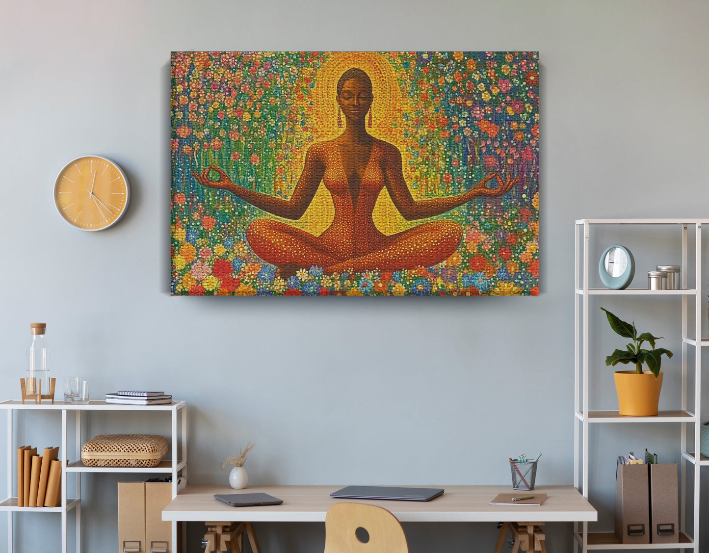 Black Woman Orange Meditation African American wall art view 18