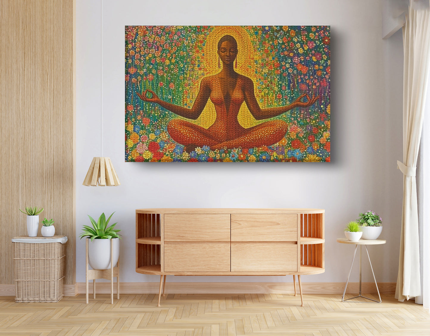 Black Woman Orange Meditation African American wall art view 14