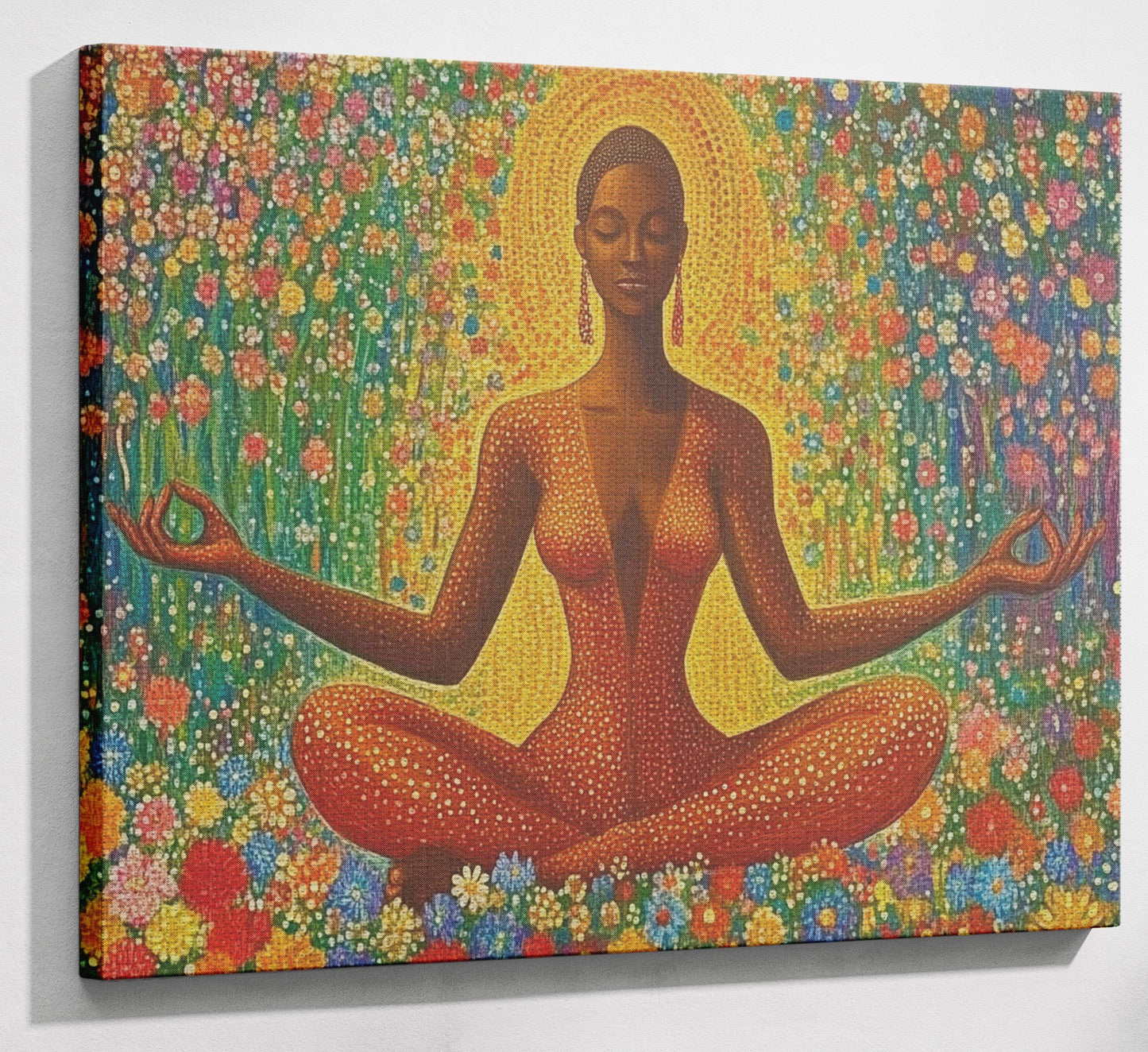 Black Woman Orange Meditation African American wall art view 13