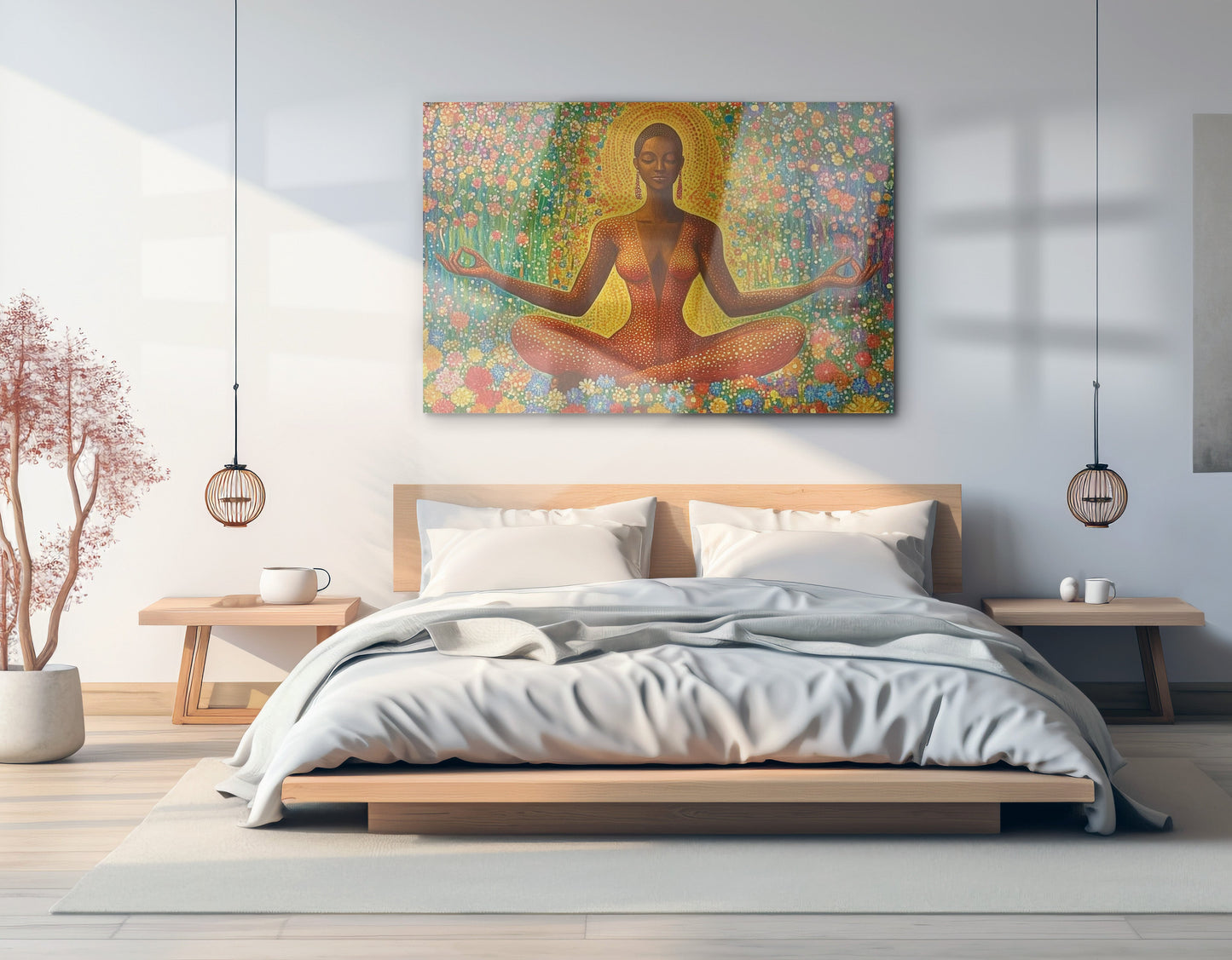 Black Woman Orange Meditation African American wall art view 21