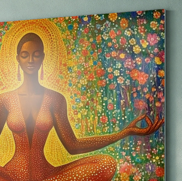 Black Woman Orange Meditation African American wall art view 22
