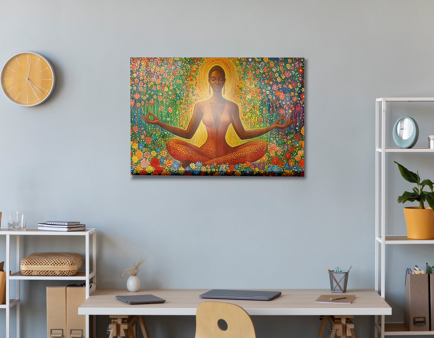 Black Woman Orange Meditation African American wall art view 24