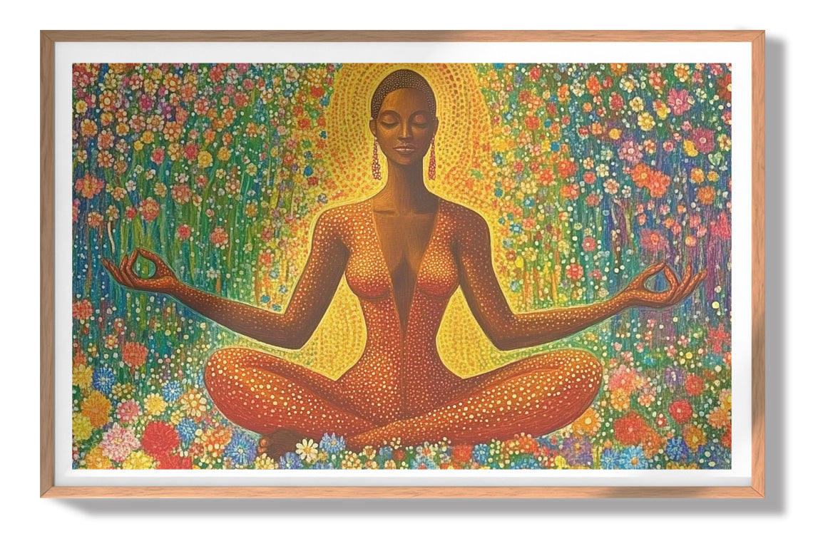 Black Woman Orange Meditation African American wall art view 79