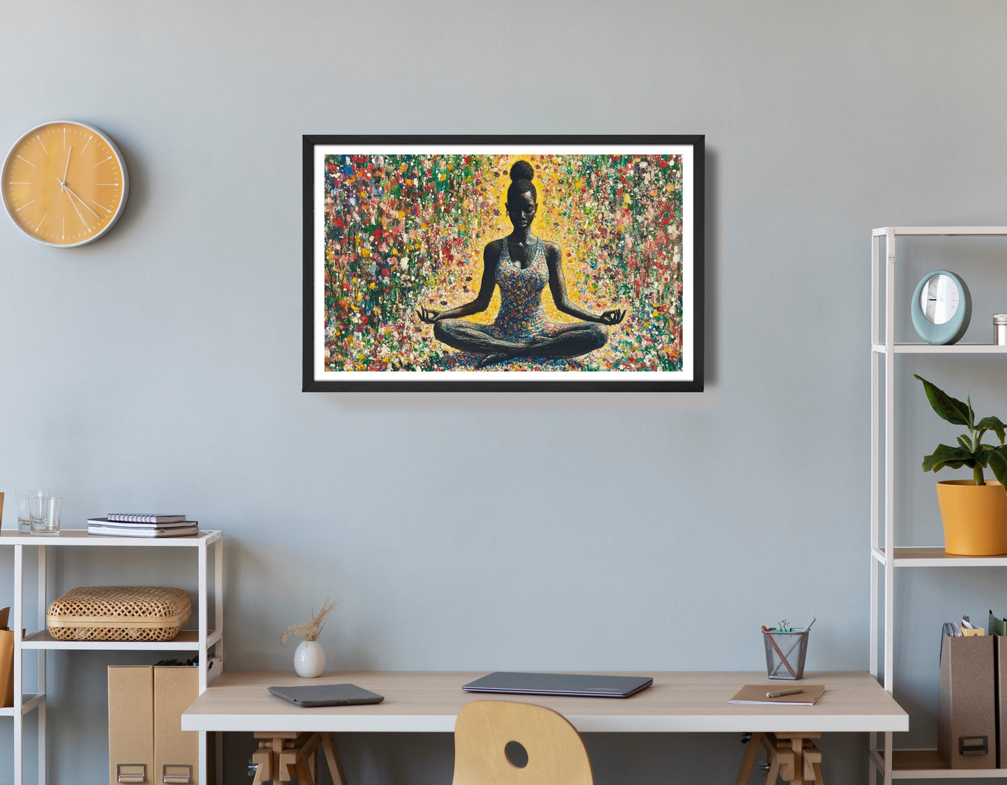 Black Woman Floral Meditation African American wall art view 72