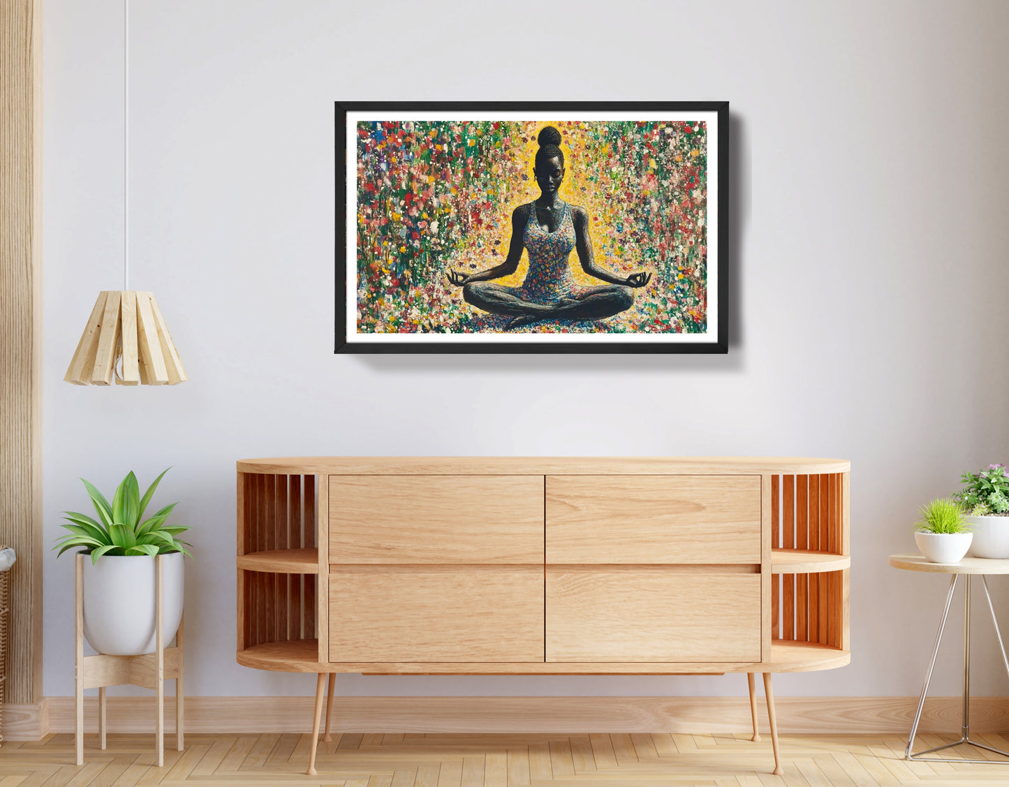 Black Woman Floral Meditation African American wall art view 68