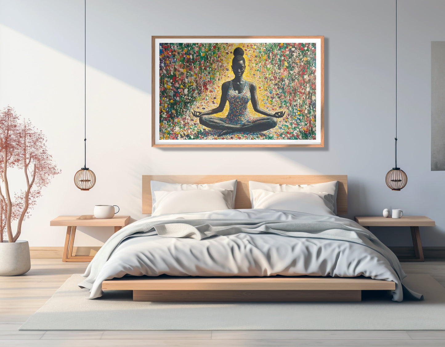 Black Woman Floral Meditation African American wall art view 81
