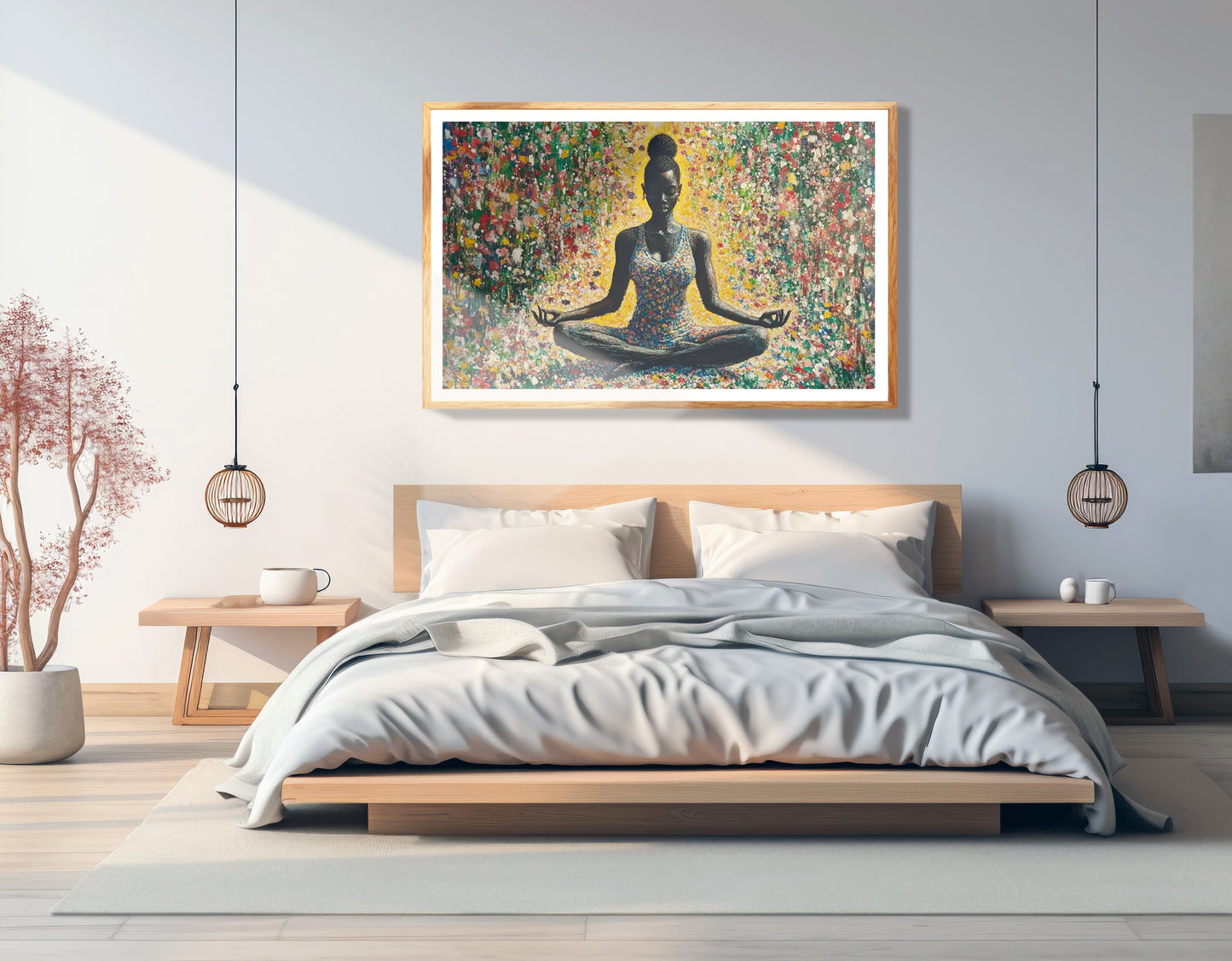 Black Woman Floral Meditation African American wall art view 75