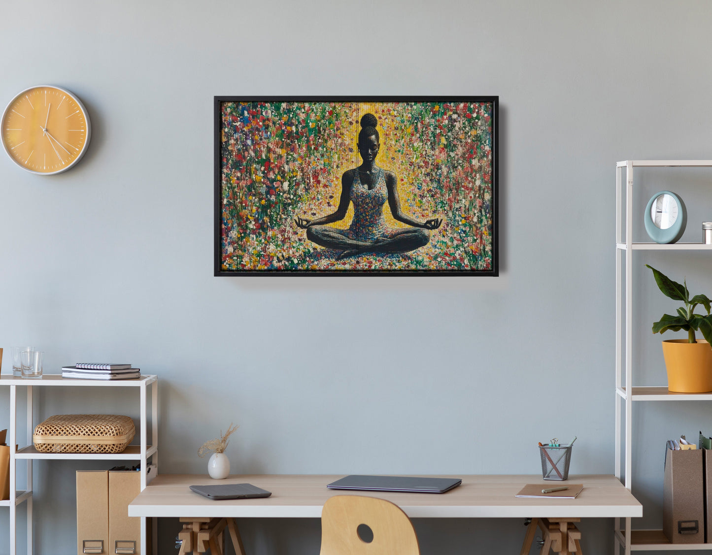 Black Woman Floral Meditation African American wall art view 30