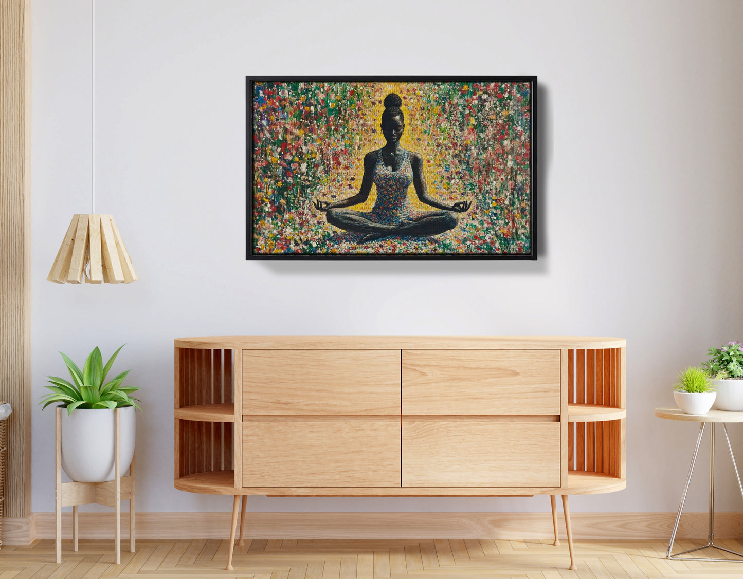 Black Woman Floral Meditation African American wall art view 26