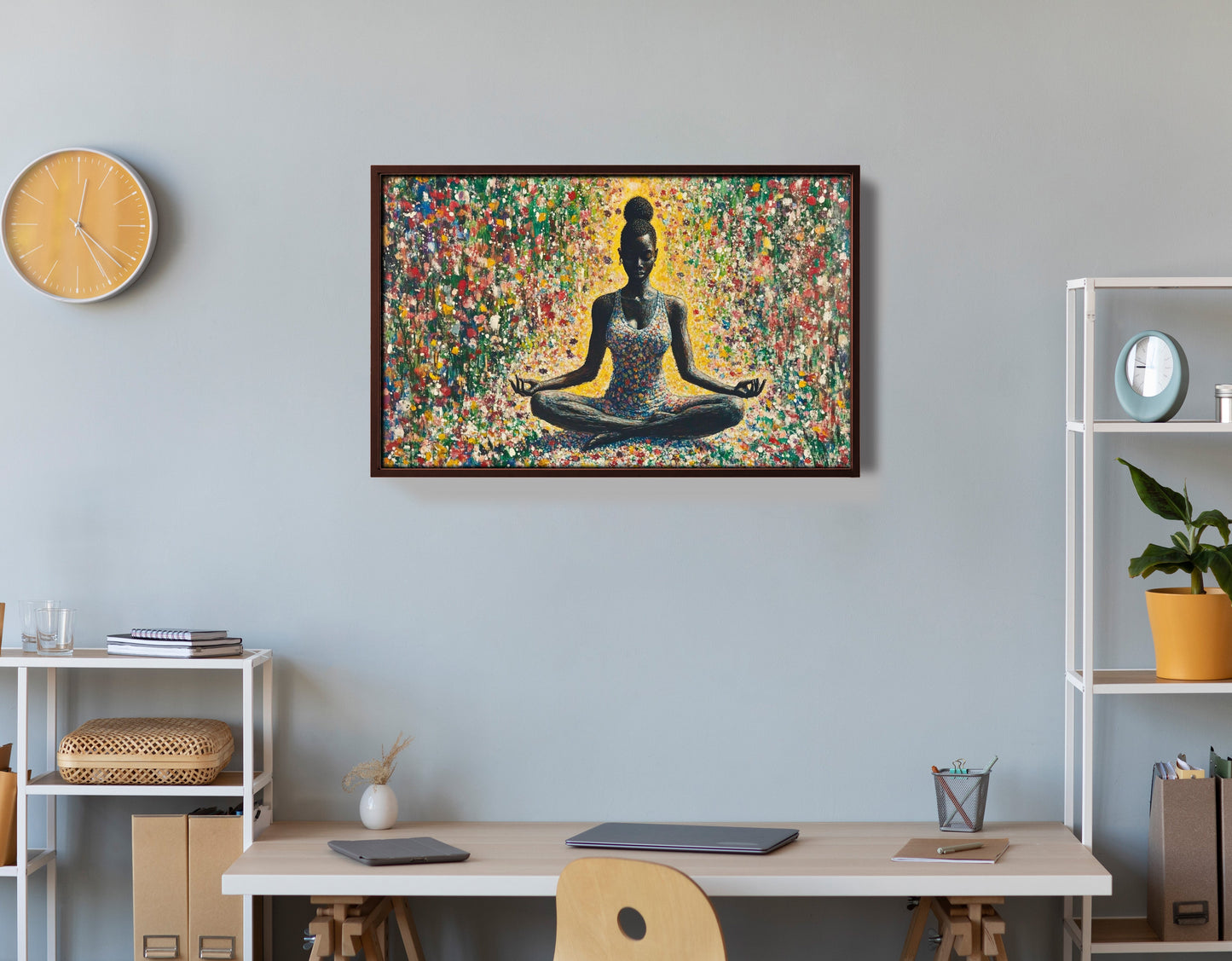 Black Woman Floral Meditation African American wall art view 36