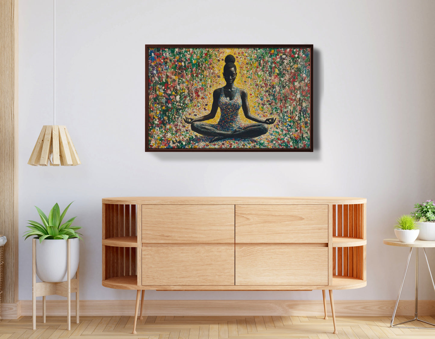 Black Woman Floral Meditation African American wall art view 32