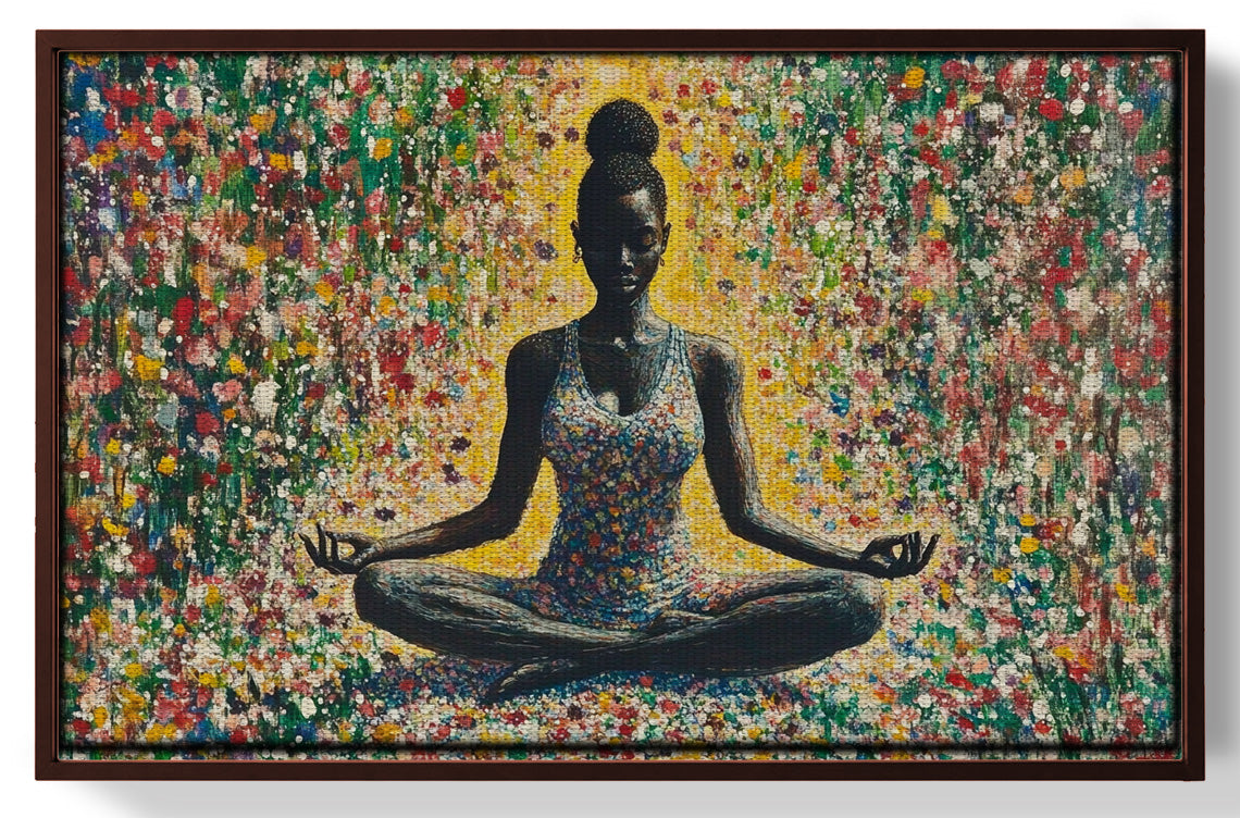 Black Woman Floral Meditation African American wall art view 31