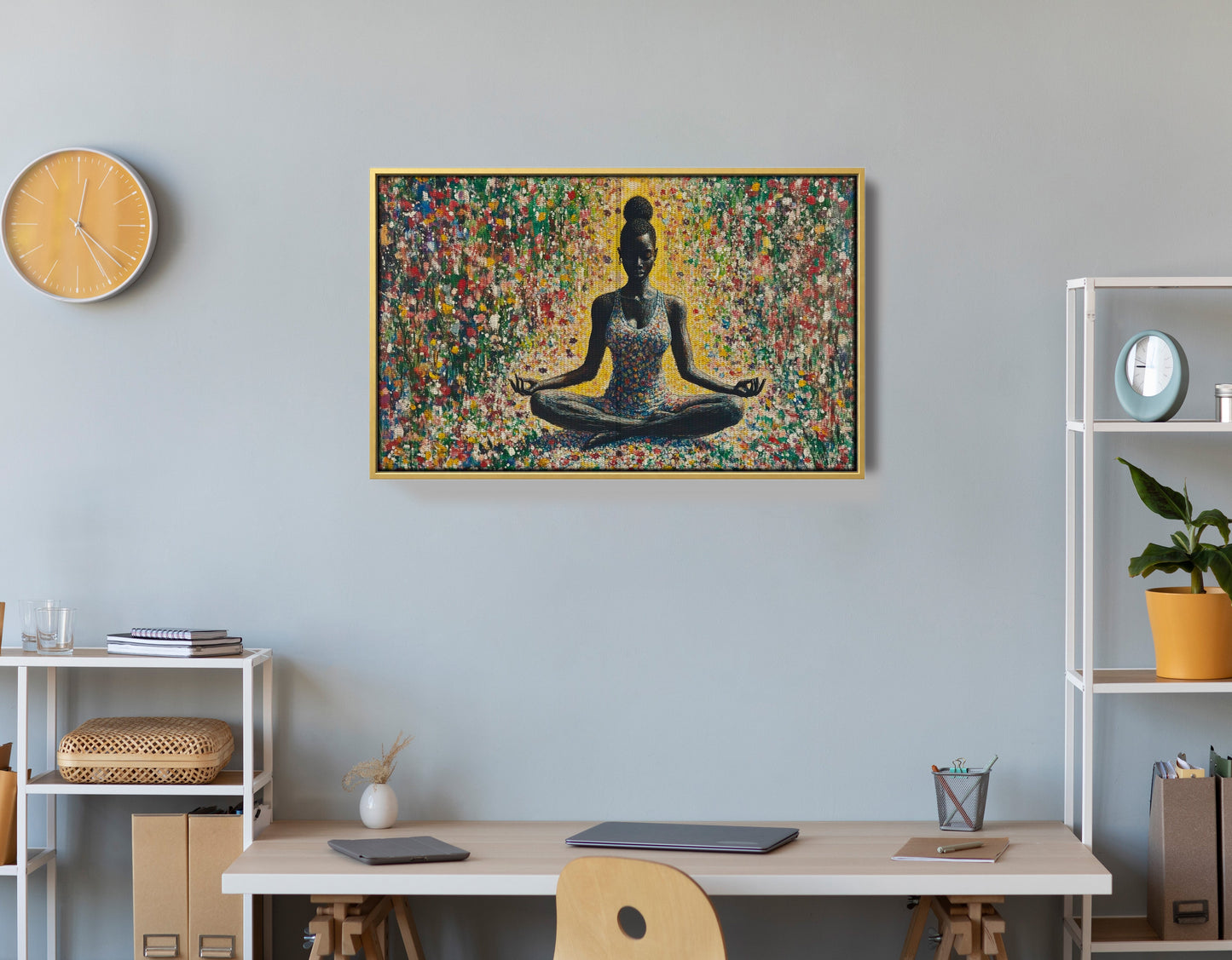 Black Woman Floral Meditation African American wall art view 42